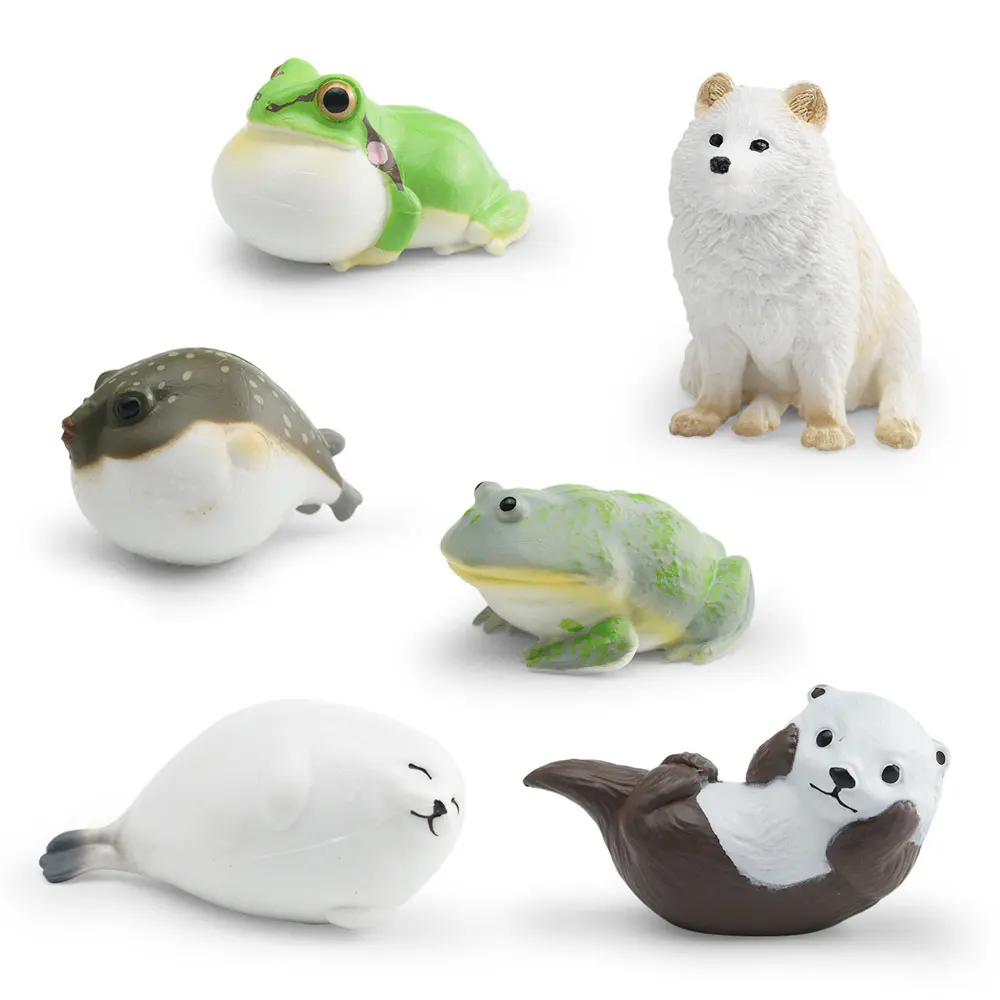 Realistic Wild Animal Figures Rain Frog Otter Seal Pufferfish Raccoon Educational Kids Animal Models & Display Toys Gifts ZG444