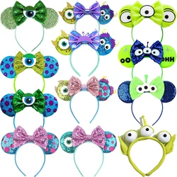 Cute Monsters University Headbands for Girls Mickey Ears Hairband Kid Mike Sullivan Hair Accessories Women Disney Alien Headwear
