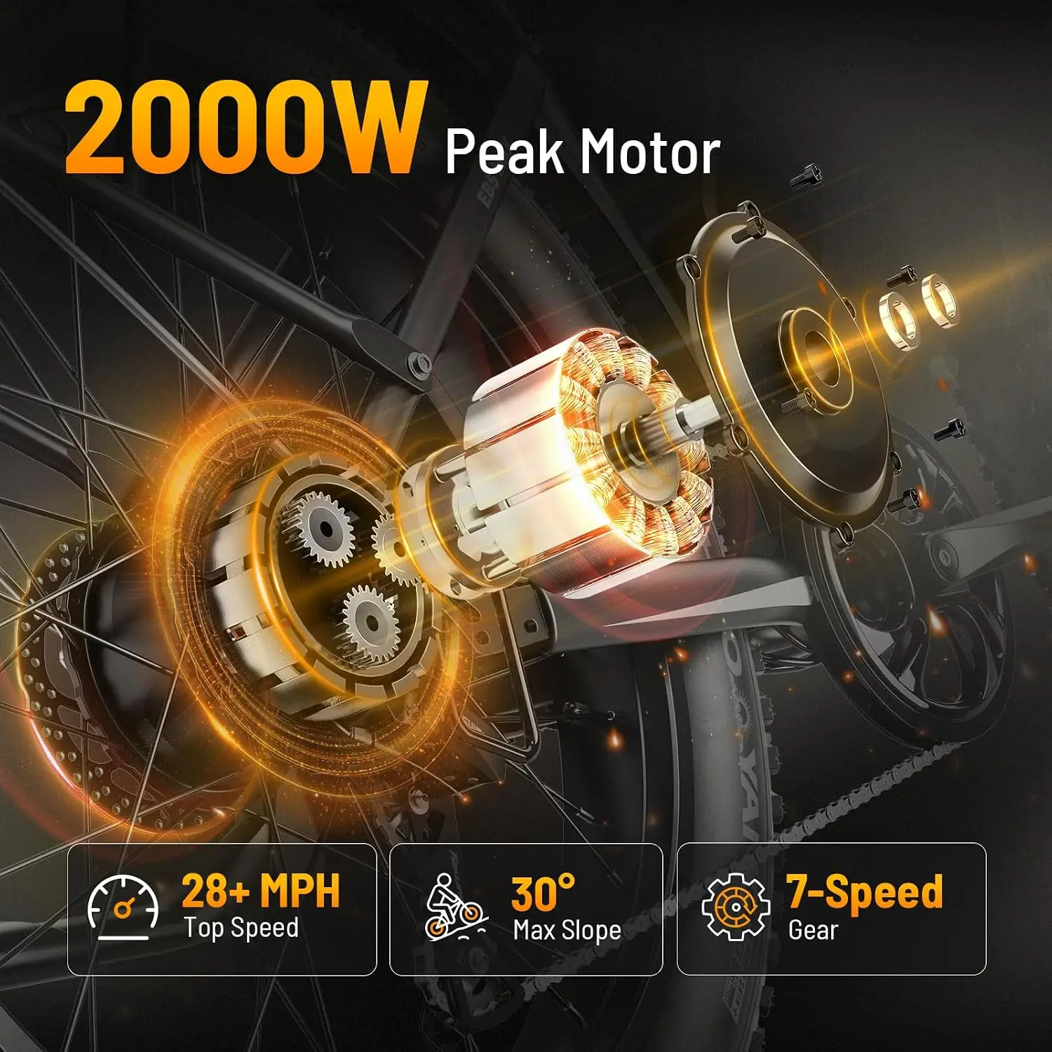 2000W Peak Motor Electric Bike 48V 15Ah Battery Adults Mountain Commuter, Customized
