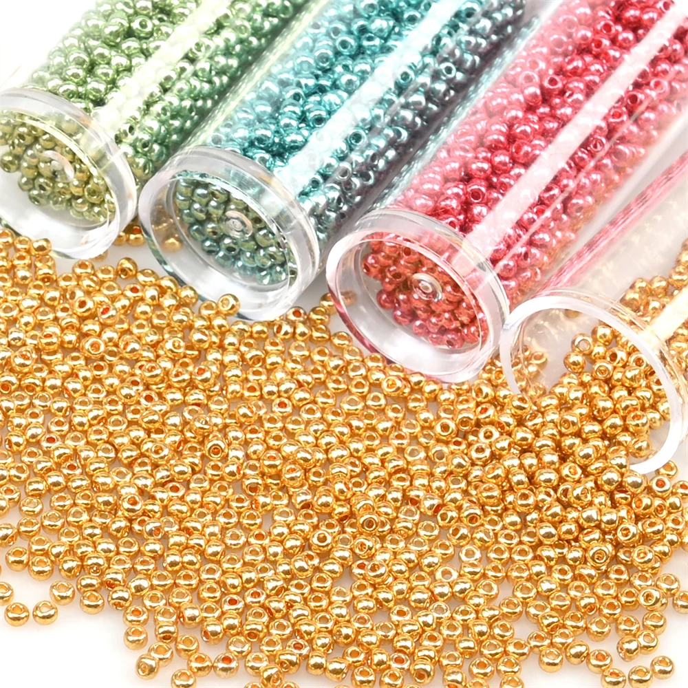 12Grams Czech Glass Seed Beads Uniform 2.0 Metal Color Seedbeads For Jewelry Making DIY Bracelet Necklace Earring Findings