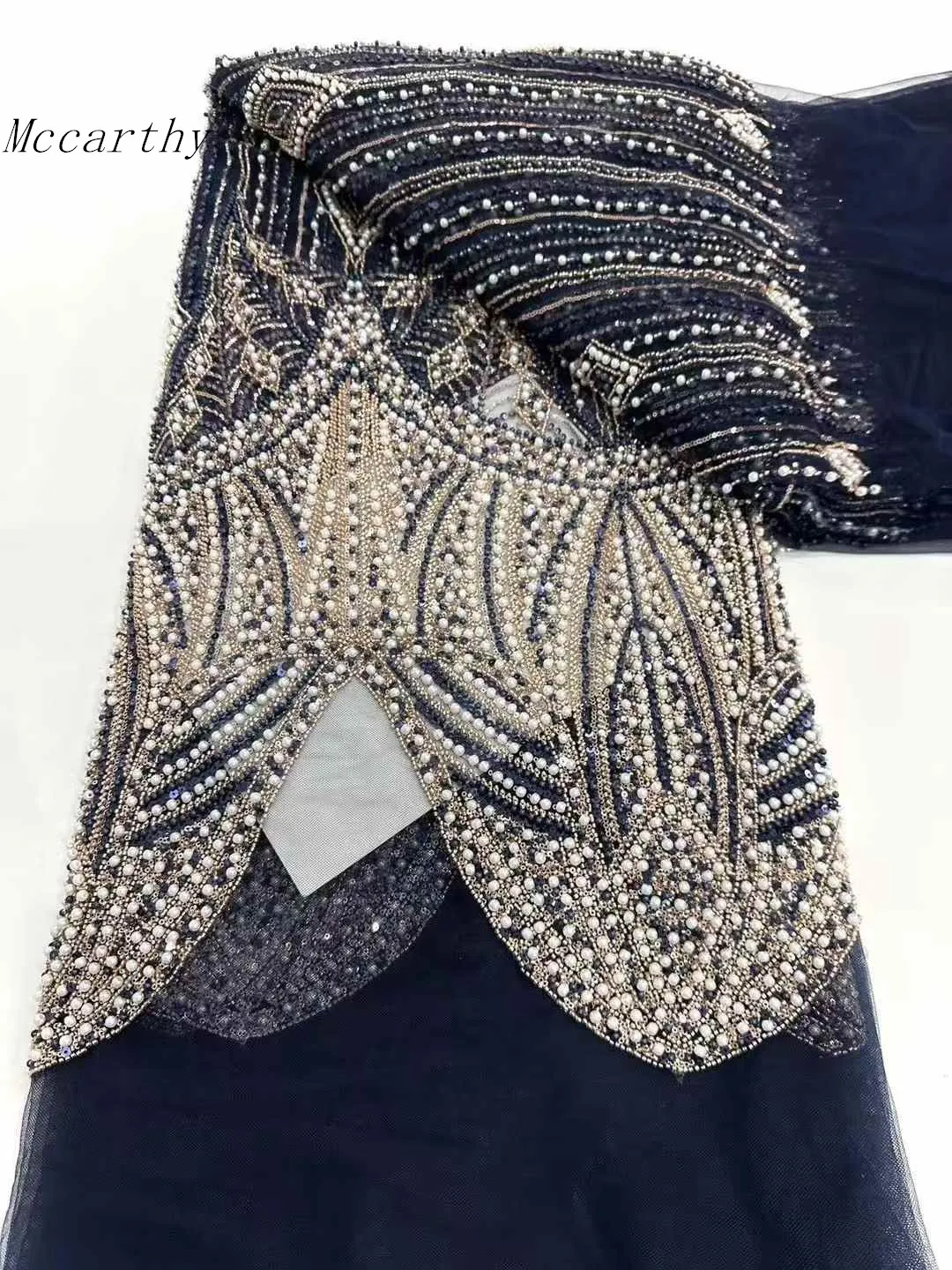 

Mccarthy 2025 блестки африканская французская сетчатая кружевная ткань с бусинами высокого качества из тюля сетка свадебное нигерийское свадебное платье женское