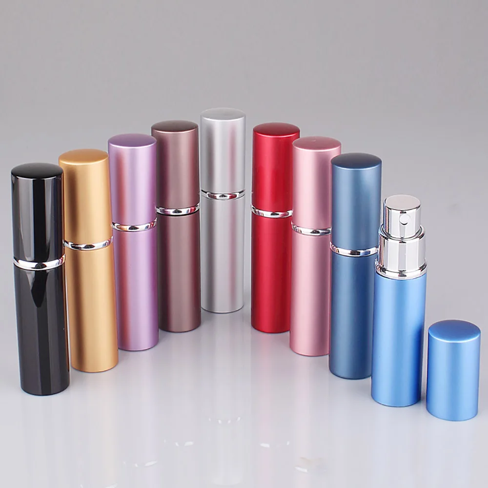 5/10ML Aluminum Perfume Bottle Refillable Travel Perfume Atomizer Mini Glass Spray Bottle Empty