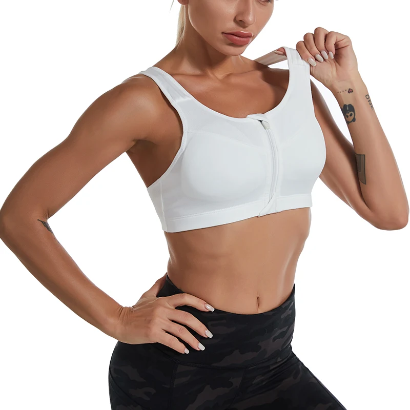 Plus Size Top Women Front Zipper Sports Bras Underwear Gym Fitness Push Up Athletic Running Yoga Sport Bra Top 3XL 4XL 5XL