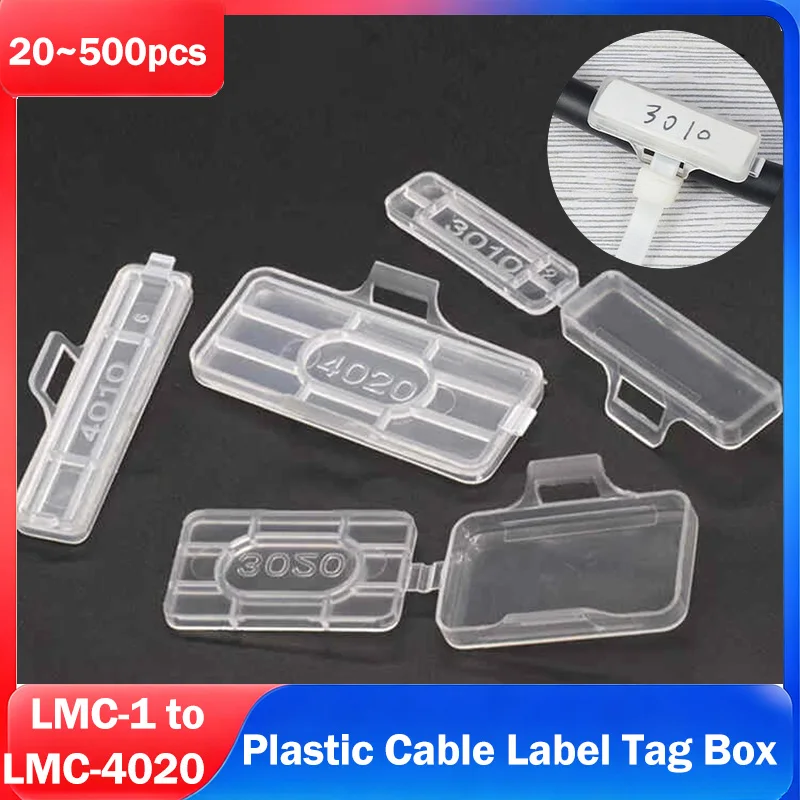 LMC-1~LMC-4020 Cable Label Tag Box Transparent Plastic cable tie Marker Wire Sign Name Holder Display Identification Seal Case