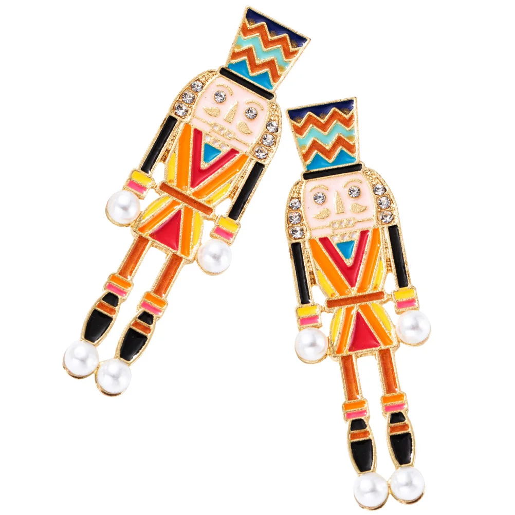 

1Pair Nutcracker Earrings Creative Metal Earrings Dangle for Women Holiday Party Festival Gift Friendly to Skin