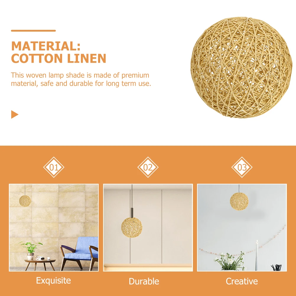 

Lampshade Woven Lamp Cover Hanging Pendant Light Shades Rustic Style Simple Design Sturdy Home Hotel Restaurant