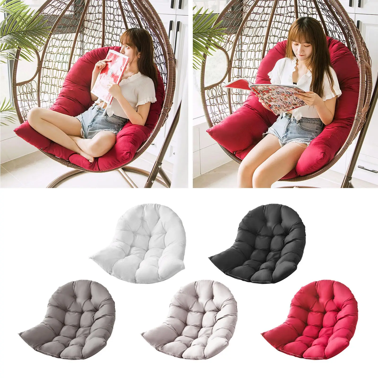 Thicken Hanging Basket Chair Cushion Removable Hammock Cradle Soft Outdoor Back