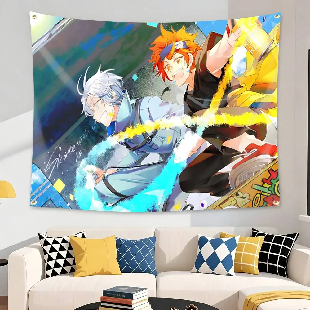 Reki Anime S-SK8 the Infinity Flag Tapestry Banner for Bedroom Living Room Outdoor Camping Custom Supported