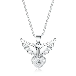 Wholesale Silver 925 Plated For Women Wedding Noble Beautiful Fashion Elegant Charm Pretty Angel Wings Necklace Jewelry JSHN905