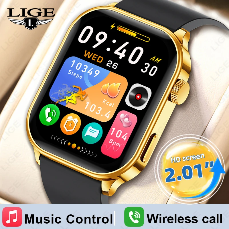 

LIGE 2026, новые умные часы с Bluetooth и вызовом, монитор сердечного ритма сна, здоровья, уличные водонепроницаемые спортивные фитнес-умные часы для мужчин и женщин