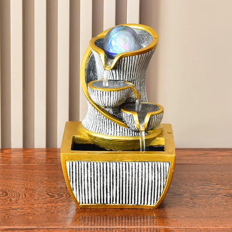Clubhouse tabletop ornament, circulating water makes money, crystal bead fountain decoration, simple office decoration