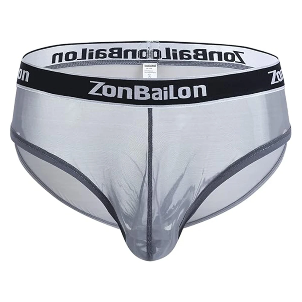 ZONBAILON Men's Sexy Underwear Briefs See Through Mesh Breathable Briefs with Bulge Ball Pouch Brief For Men