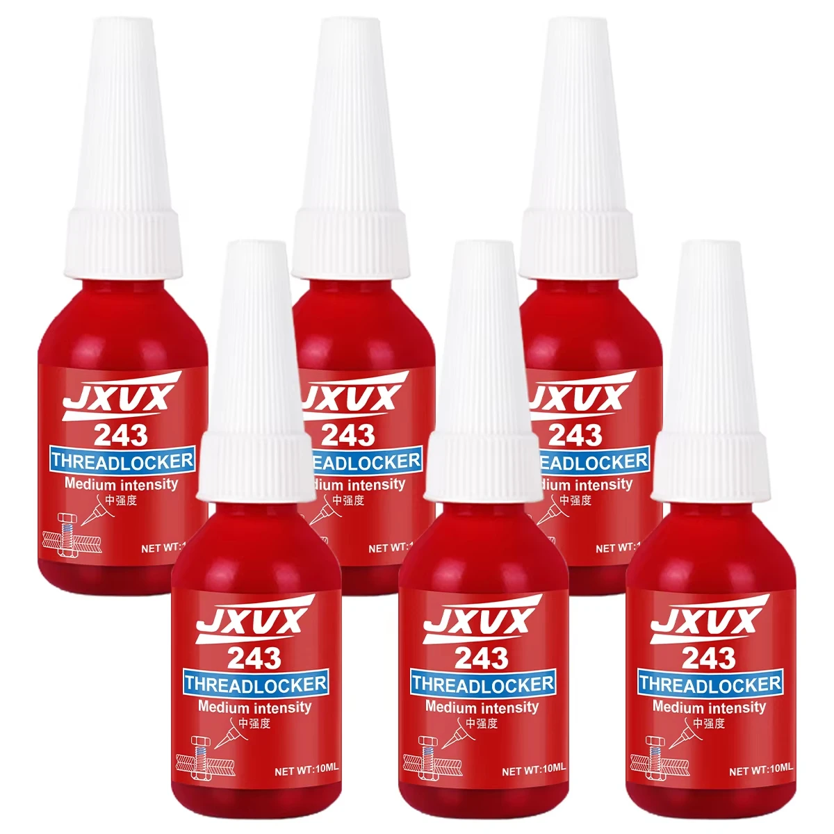 Schroefdraadborgmiddel 243 271 Schroefdraadborgmiddel (vergelijkbaar met Loctite) Anaërobe lijm Afdichtmiddel Gemiddelde tot hoge sterkte, oliebestendig, bestand tegen hoge temperaturen Blauw,