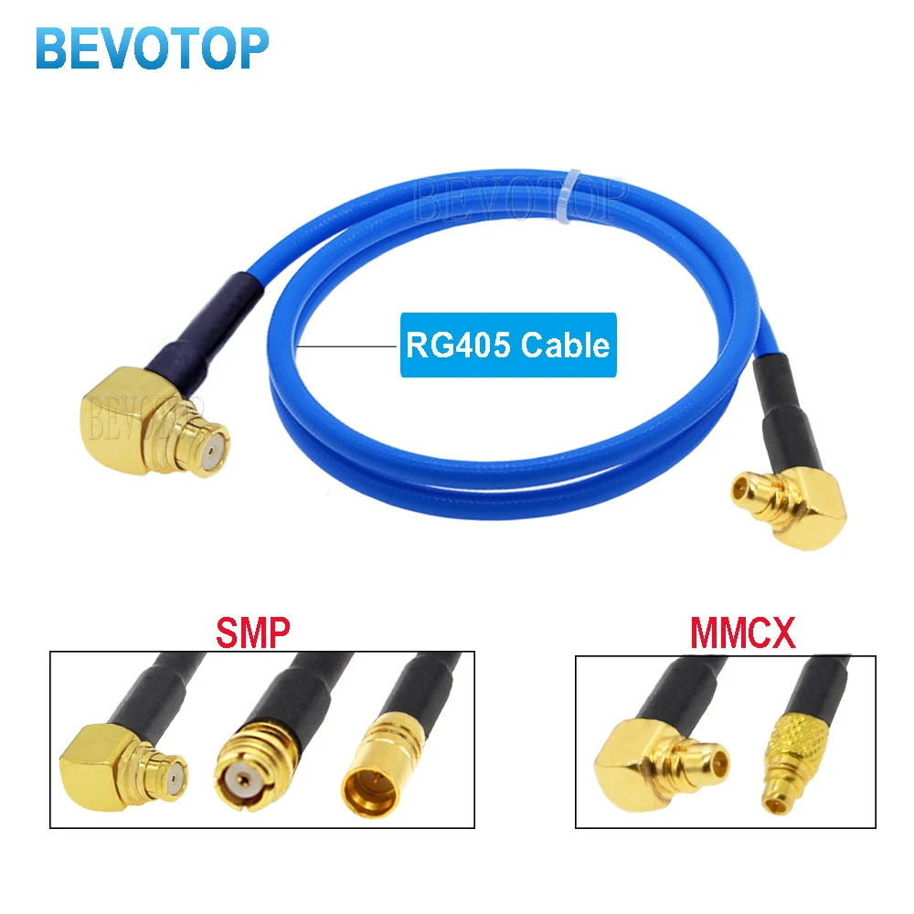1PCS RG405 SMP to MMCX Cable SMP Female/Male to MMCX Male Straight/Right Angle 90° SMP Jumper High Frequency 086 Pigtail BEVOTOP