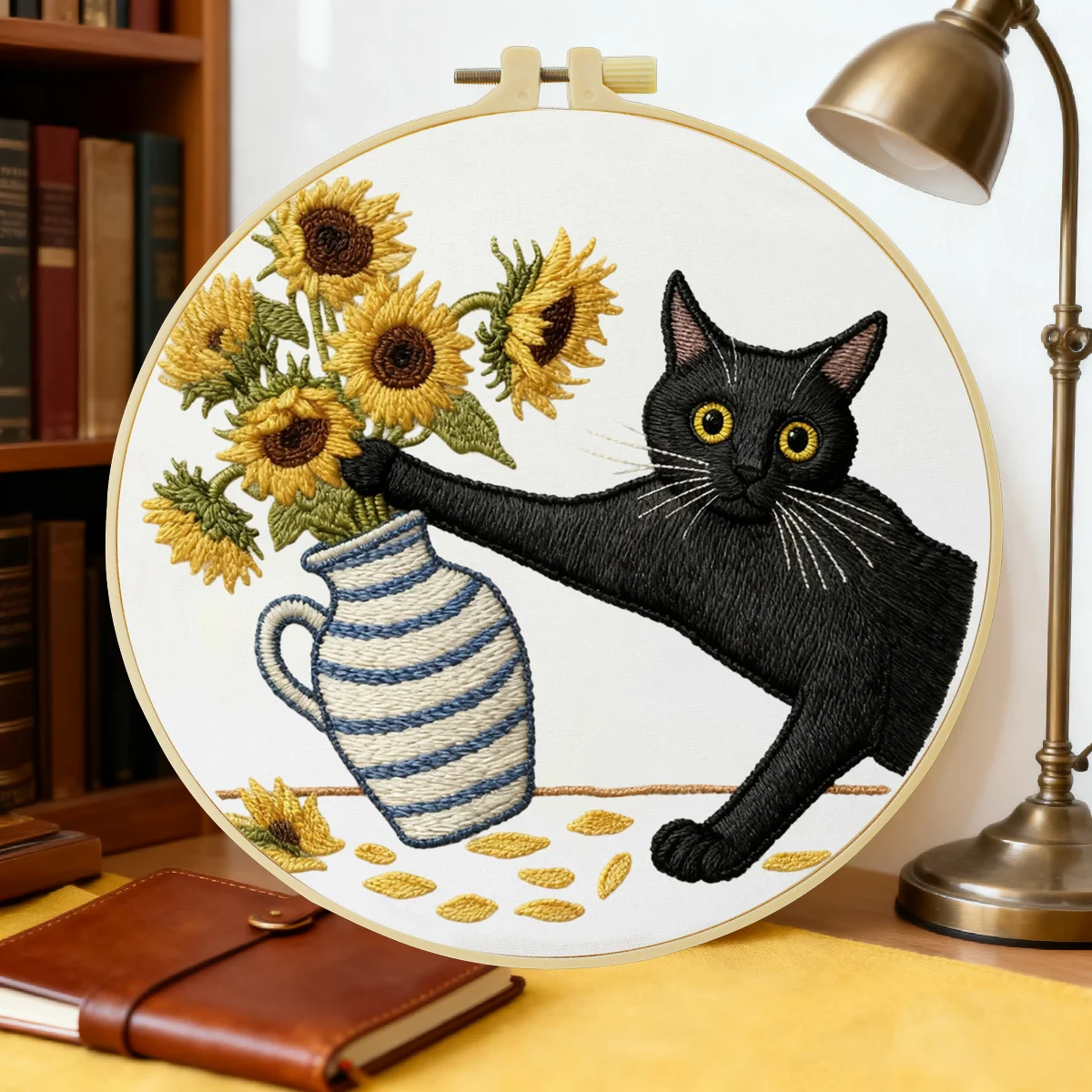 1 Stück 20X20CM/15X15CM 7,87/6,3 Zoll Katzen-Stickerei Starter-Set DIY-Kit DIY-Stickerei-Set Handarbeit Malerei Nadelkunst