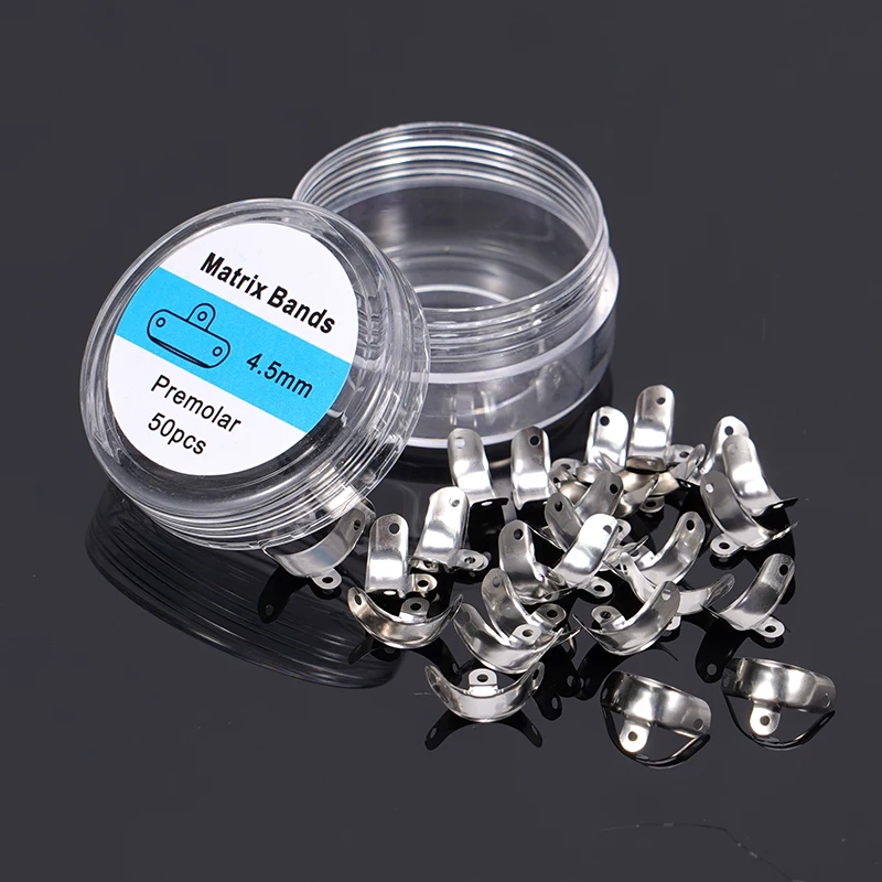 50 قطعة الأسنان الاقسام احيط المعادن مصفوفة نظام مصفوفة أربطة مرنة M4 التيتانيوم لقط حلقة أدوات طبيب الأسنان