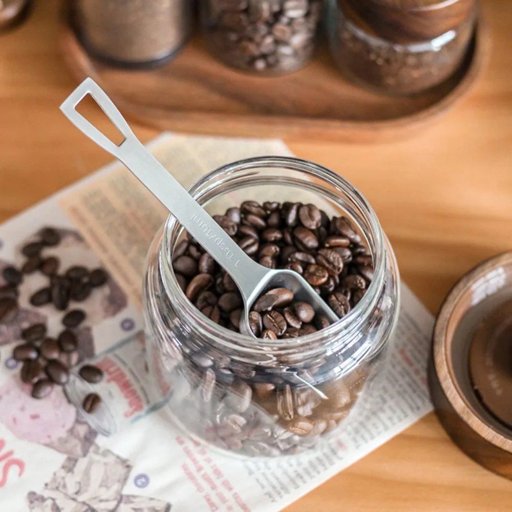 304 Stainless Steel Square Head Measuring Spoon 15 ML With Scaled Coffee Scoop Long Handle Hanging Hole Flour Spoon Cooking