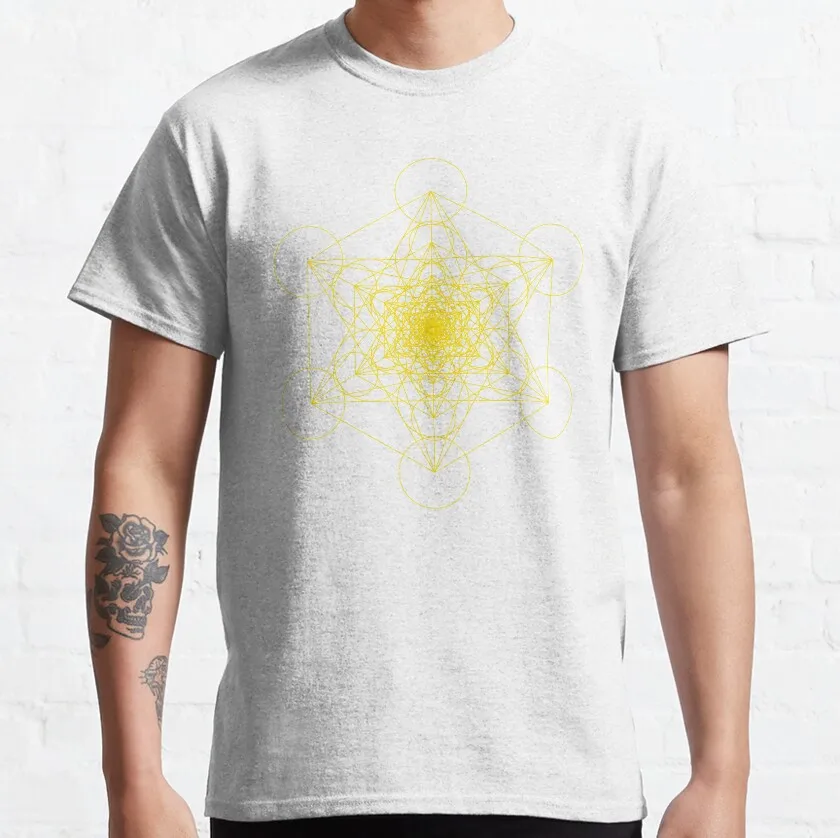 Phi Metatron's Cube sacred geometry metatrons cube Flower of life 100% cotton printed T-Shirt for men plus size clothing