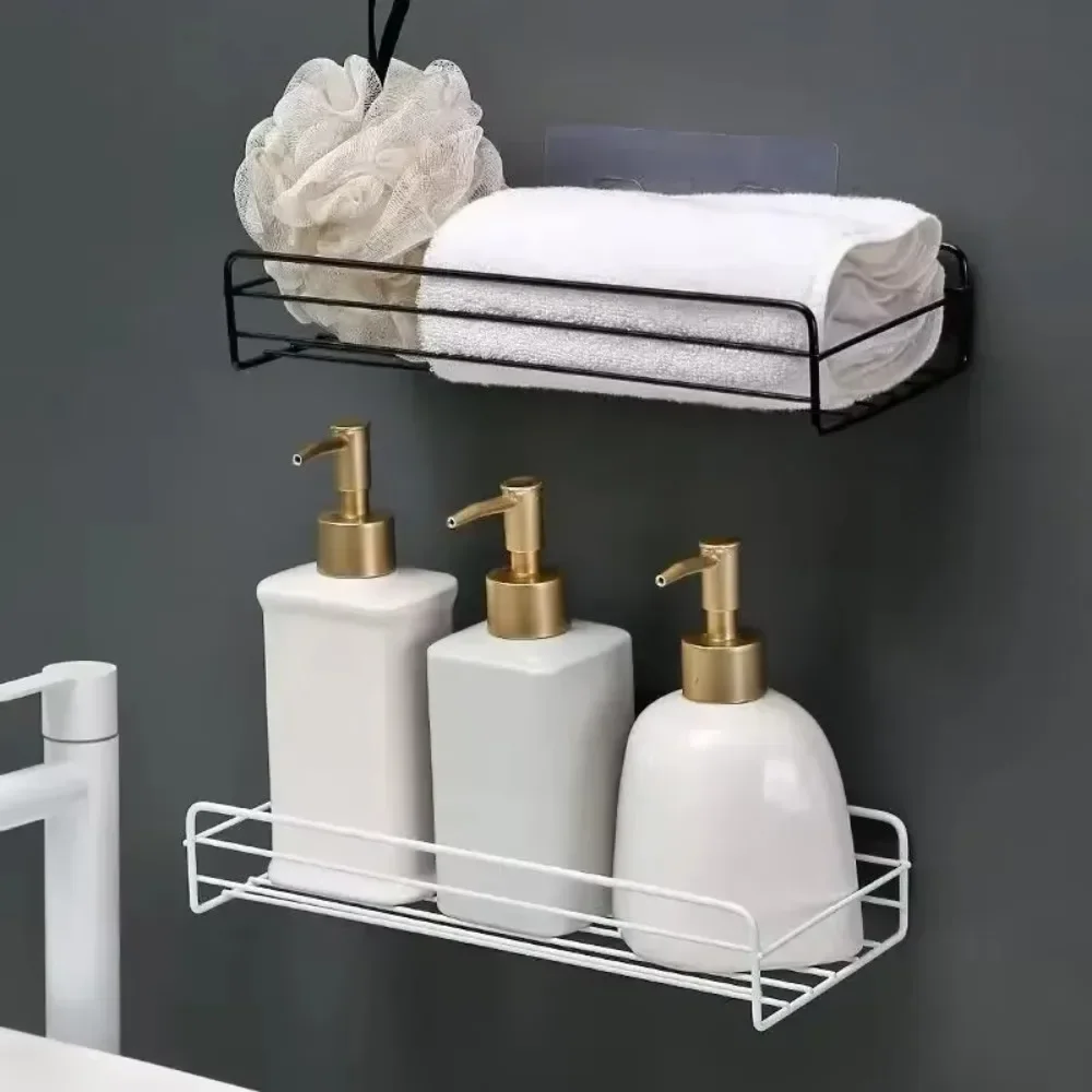 Bathroom Shelf Wall Mounted Right Angle Storage Rack Shampoo Rack Cosmetic Rack Iron Shower Drainage Basket Toiletries Organizer