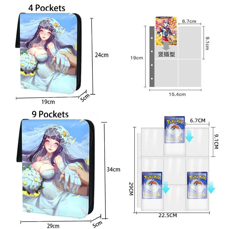 Naruto Card Binder Book 9 Pocket Trading Cards Holder Anime Card Album with 50 inner Pages Zipper Hold Up to 900 Cards Kids Gift