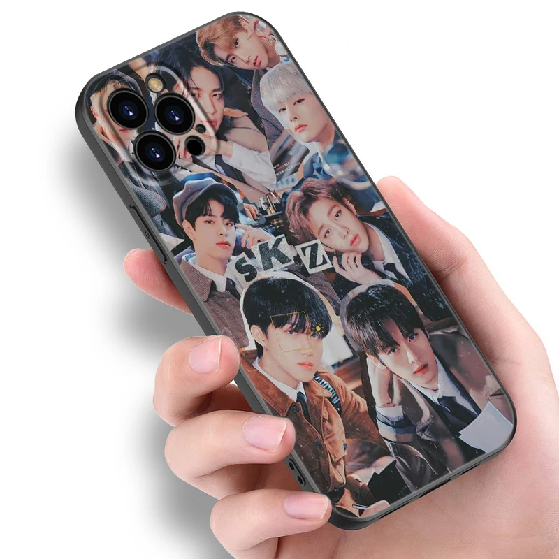 حافظة هاتف Kpop Stray Kids من السيليكون الأسود لهاتف أبل آيفون 12 13 Mini 7 8 14 15 16 Plus Pro Max 16E #4