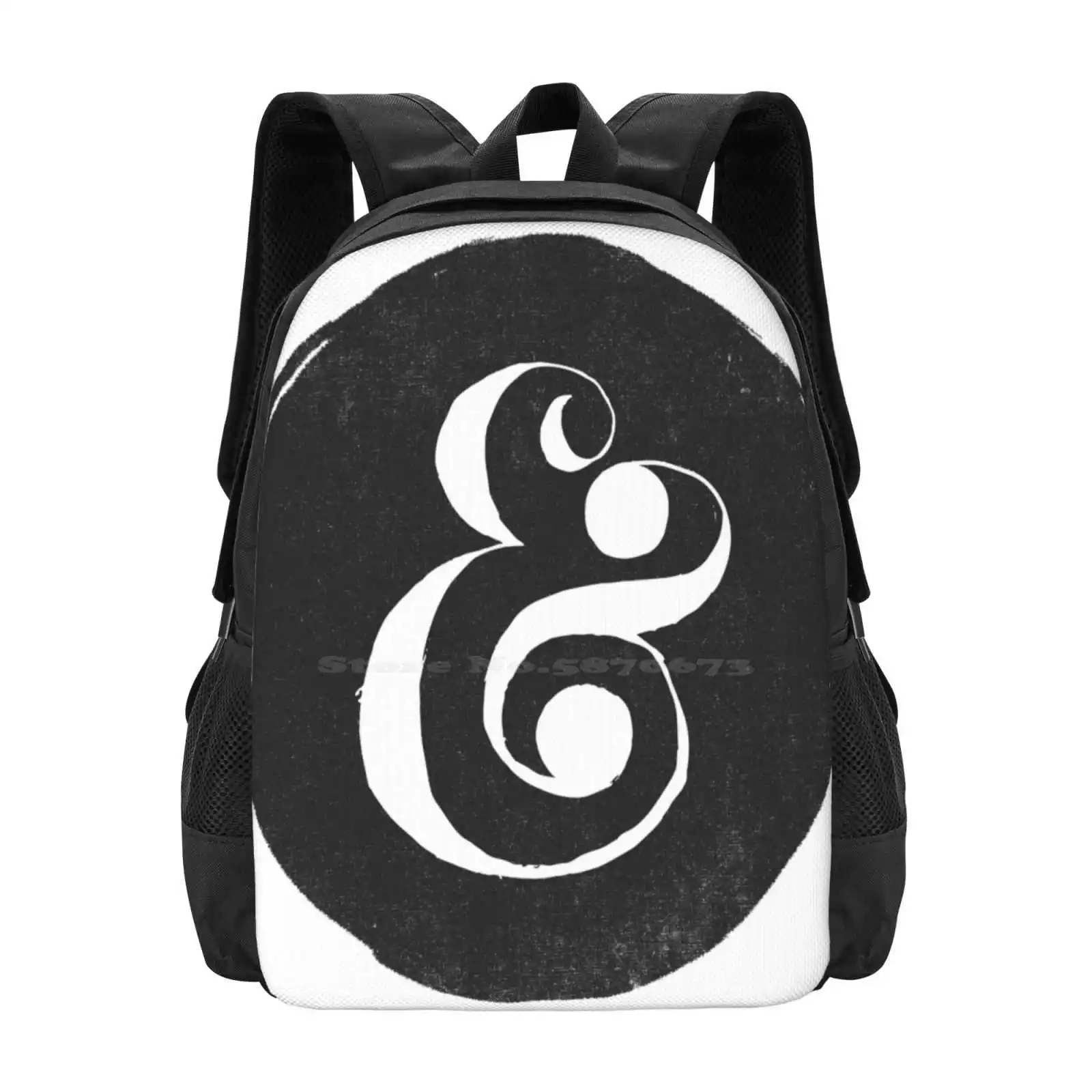 กระเป๋ากระเป๋าเป้โน๊ตบุ๊คเดินทางลาย ampersand ตัวหนังสือดีไซน์แฟชั่น