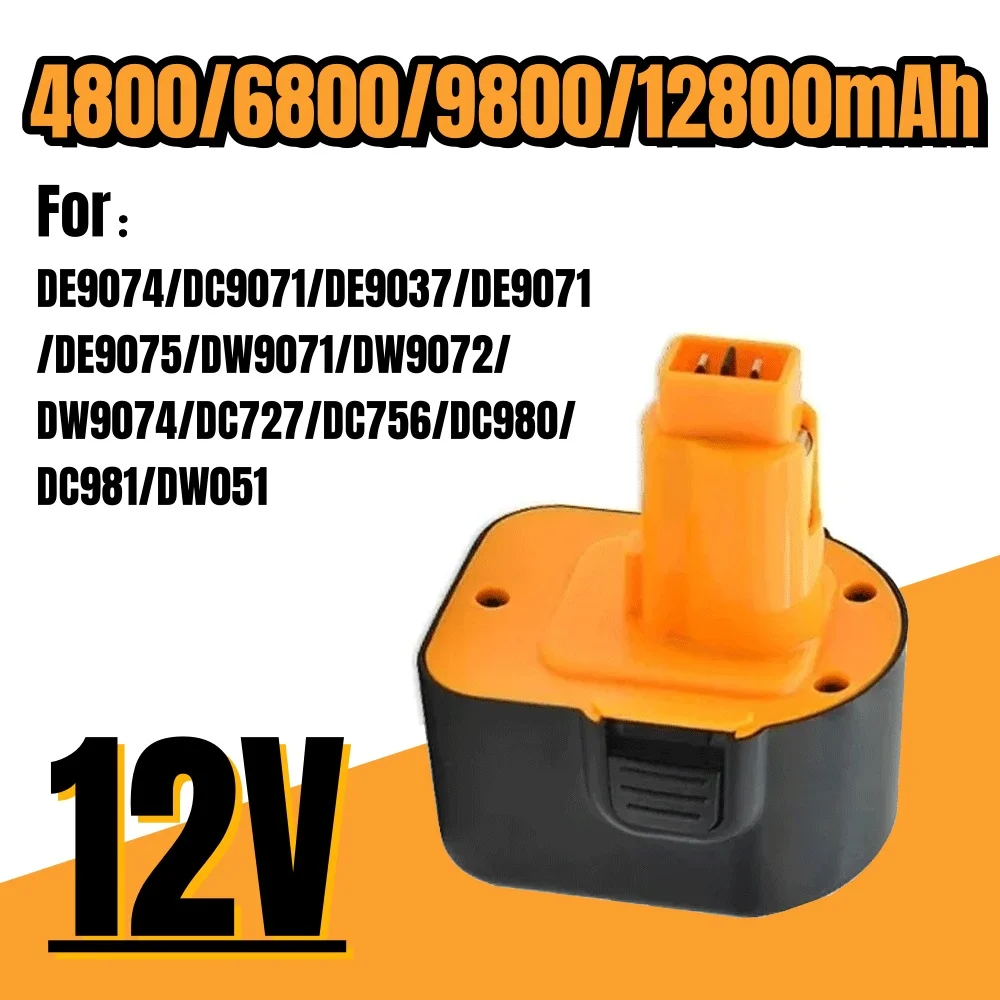 High Capacity 12.8Ah 12V Tool Battery Compatible with DE9074 DC9071 DE9037 DE9071 DE9075 DW9071 DW9072 DW9074 DC727 DC756 DC91