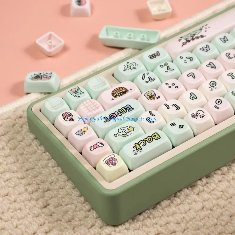 

U2JE Unique Milk Green Pig PBT Keycap Set MOA Profile Keycaps Dye Sublimation for Extended Keyboard Use