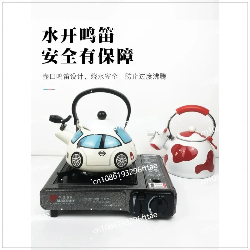 Stainless Steel Enamel Color Gas Whistle Kettle Cartoon Open Fire Induction Cooker Enamel Coffee Pot