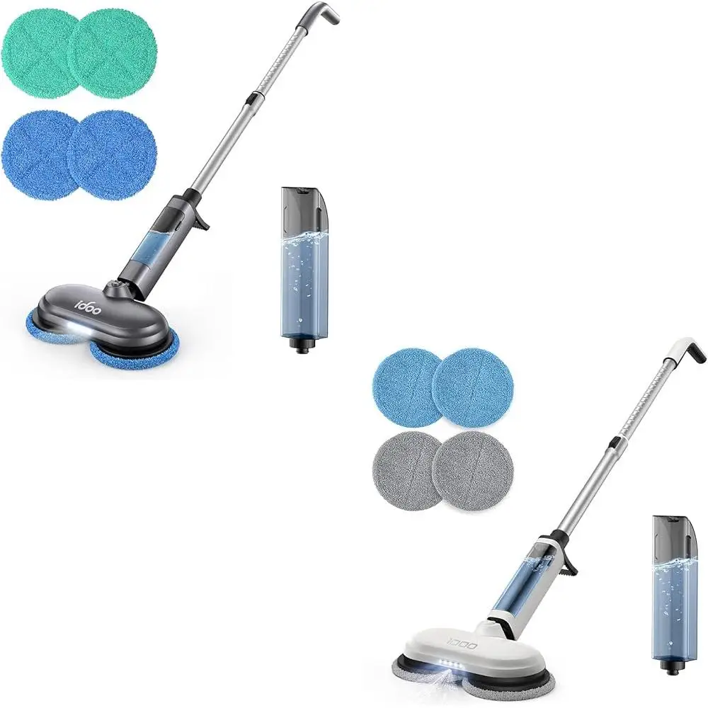 Pulitore per pavimenti senza fili con luce LED a doppio motore con mocio elettrico 280 giri/min regolabile 180 °   Pulizia staccabile del serbatoio a spruzzo d'acqua oscillante