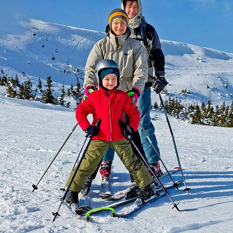 2 buah konektor ujung Ski baja tahan karat musim dingin anak dewasa bantuan latihan Ski luar ruangan latihan Ski olahraga aksesori papan salju