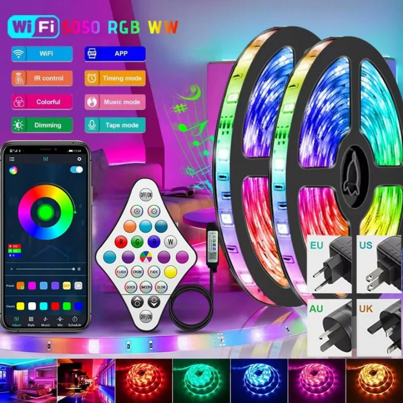 

5050RGBWW LED Light Bluetooth APP Control with Power Adapter for TV Backlight Party Halloween Party