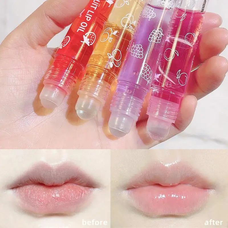 Bálsamo labial Roll-on de frutas, imprimación de maquillaje de labios, hidratante, transparente, brillo de labios hidratante de larga duración, cosméticos