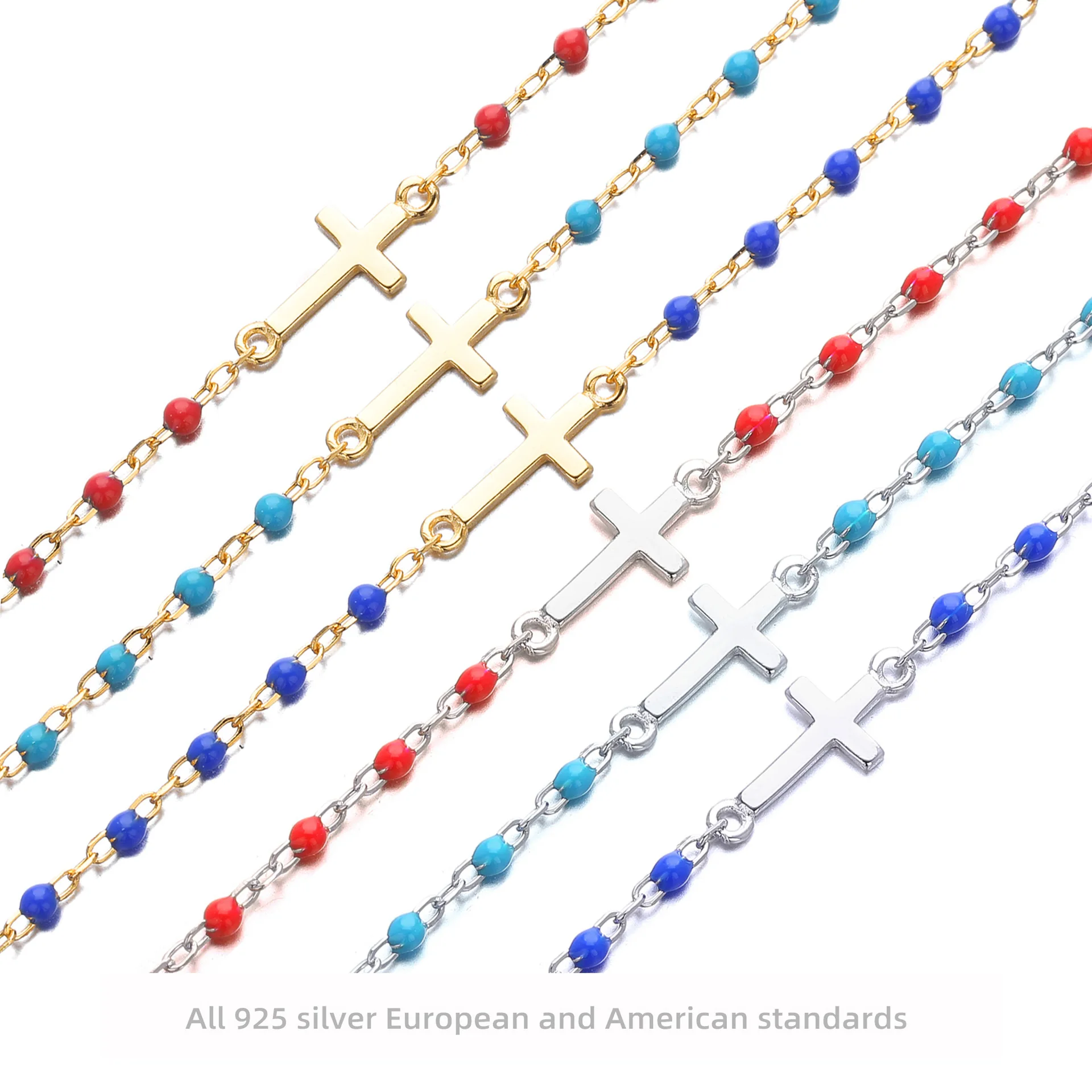 Withered S925 Sterling Silver Bracelet Colorful Drop Glue Bracelet Simple And Elegant Hand Decoration For Women