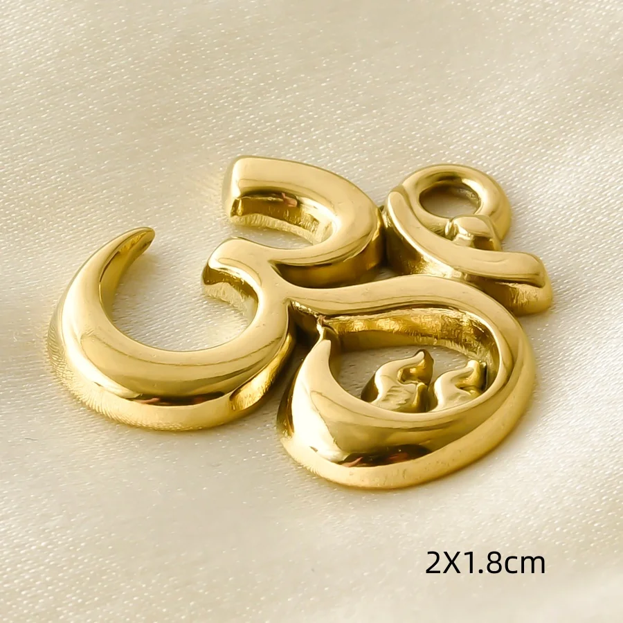 5 Stück goldfarbene Buddha-Kopf-Om-Anhänger, Fatima-Hand, Baum, Lotus, Edelstahl-Anhänger für die Schmuckherstellung, Halskette, Schlüsselanhänger, Zubehör – Detail 19