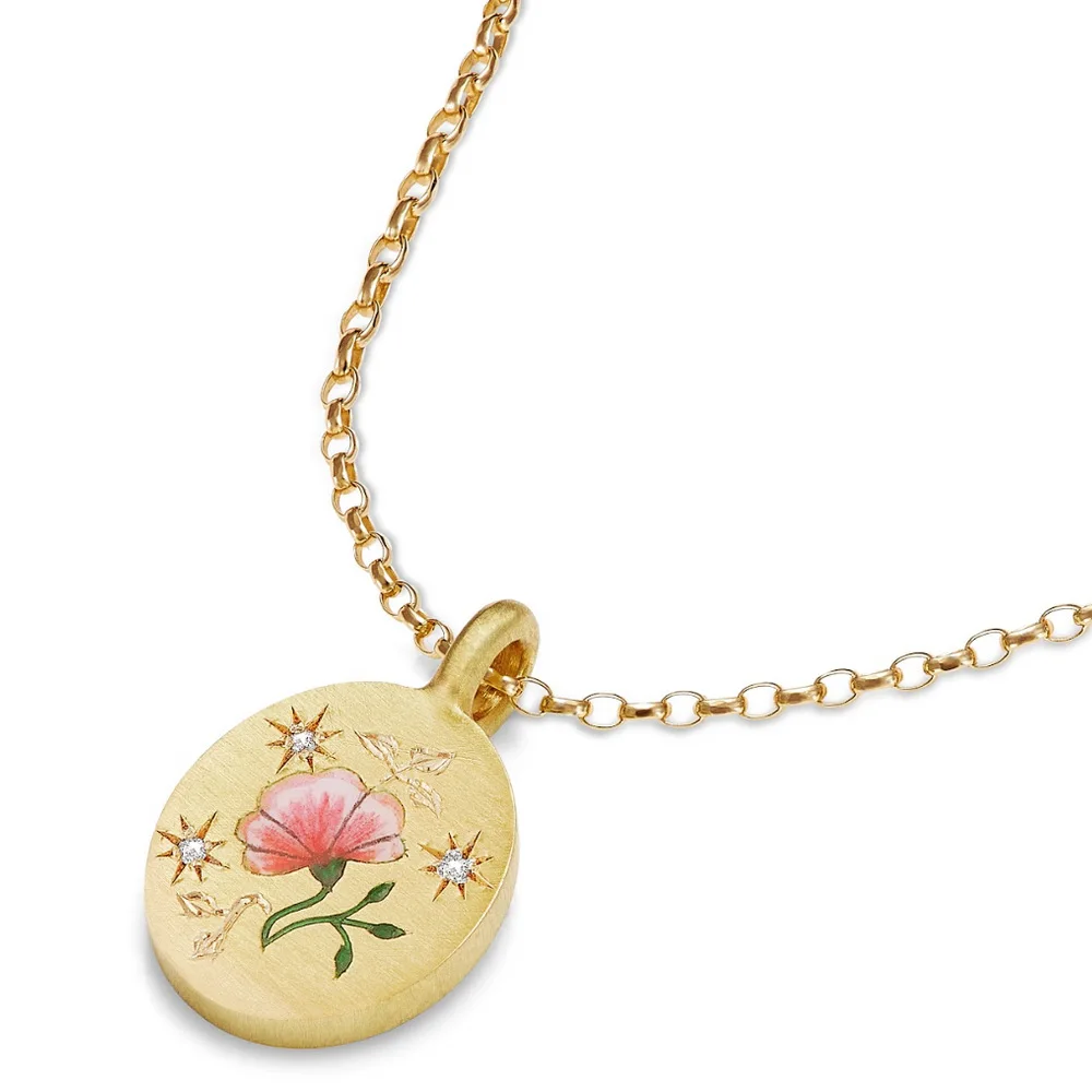 Retro Painted Round Pendant Necklace Simple Gold Color Stainless Steel Necklace For Women Fashion Jewelry Trend Dropshipping