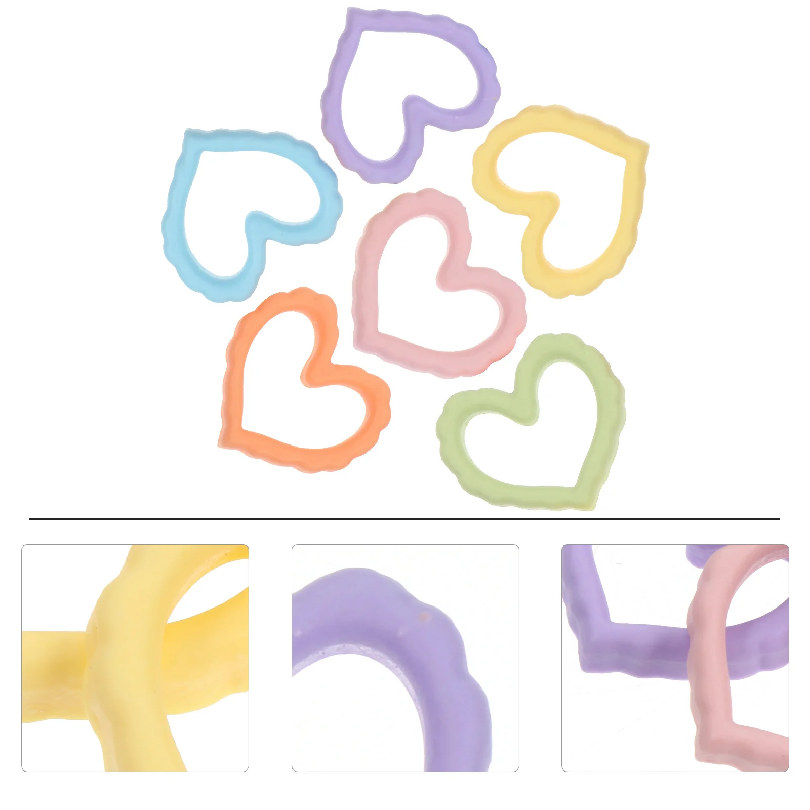 25 قطعة جراب هاتف على شكل قلب مجوف مادة إكسسوارات يدوية ذاتية الصنع زخرفة بلاستيكية لغطاء الهاتف طقم صنع المجوهرات #3