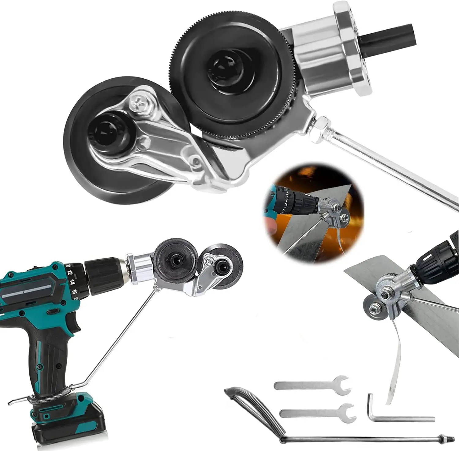 Electric Drill Plate Drill Attachment Cutter Metal Kit 8 Pcs with Adapter DIY Metal Drill Attachment for Cutting Iron Whiteboard