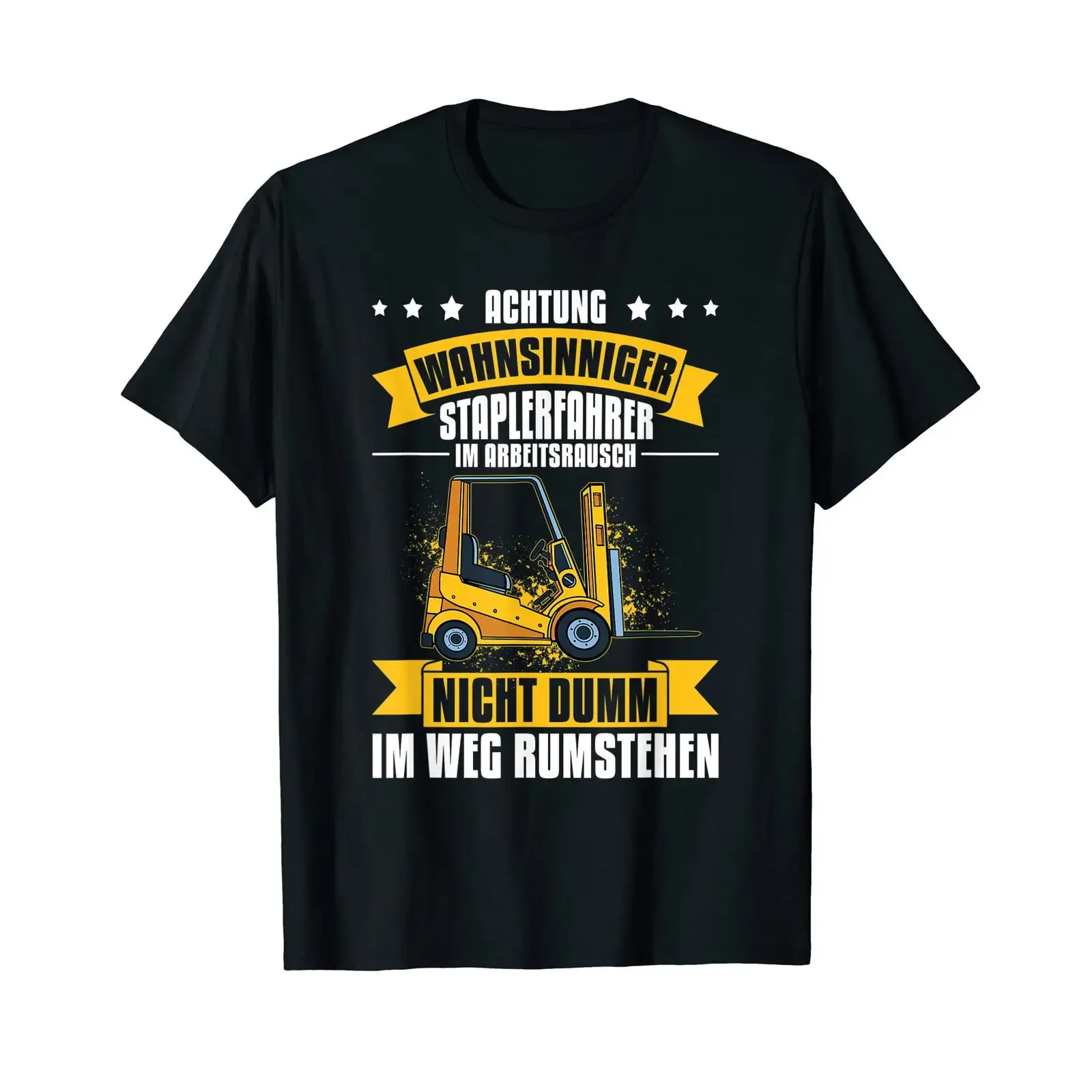 Men's Attention crazy forklift driver in the workplace T shirt vintage Washed Top For Everyday Wear Unisex streetwear