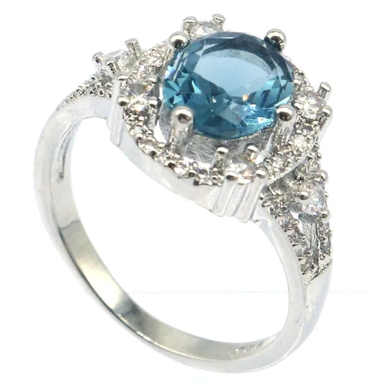 

Buy 5 Get 1 Free Jzaza 20x13mm Hot Sell Pink Kunzite London Blue Topaz White CZ Silver Rings