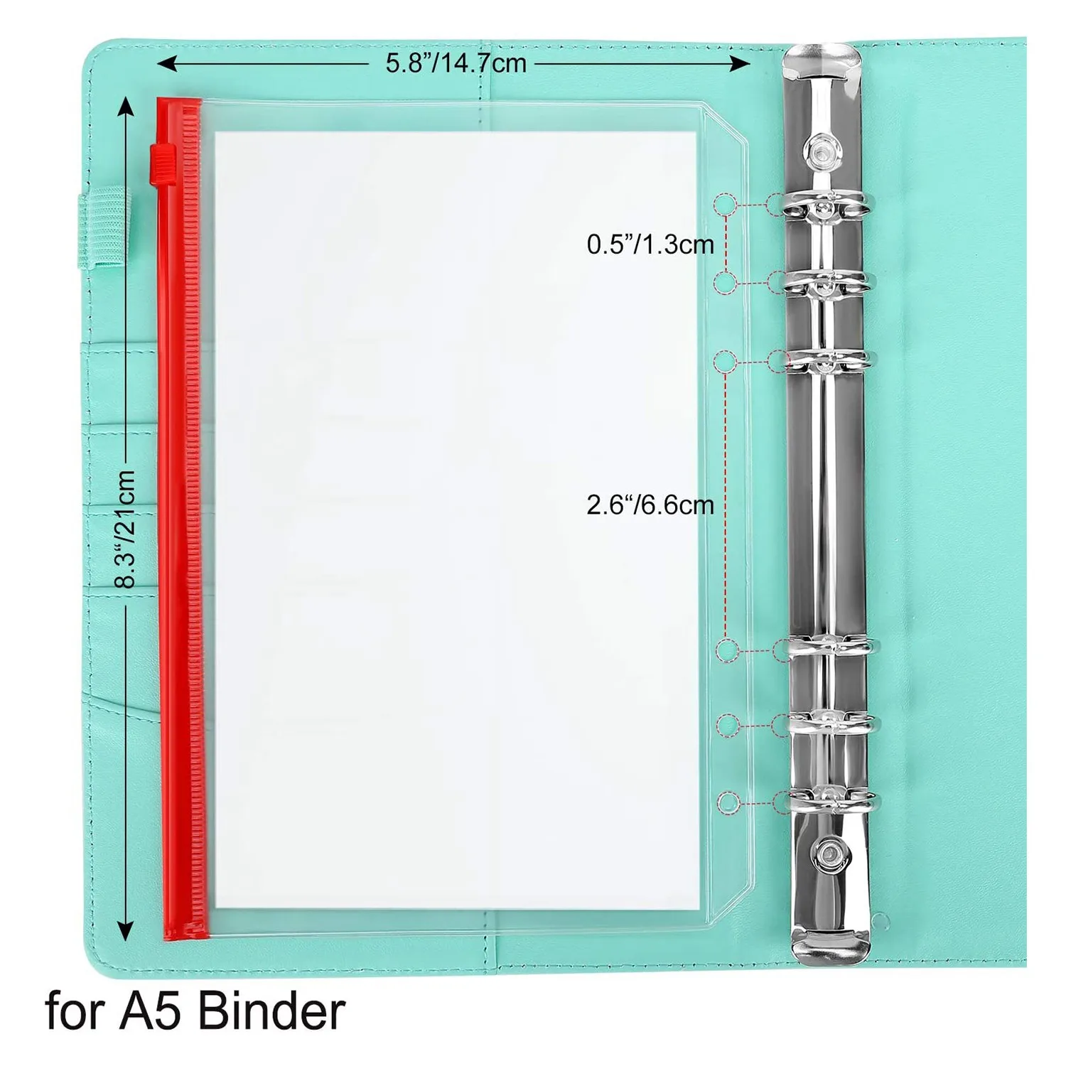 Imagem -03 - Binder Pouch Pastas para 6-ring Notebook Binder Bolsos Tamanho a5 Furos Zipper Bolsas de Folhas Soltas 12 Pcs