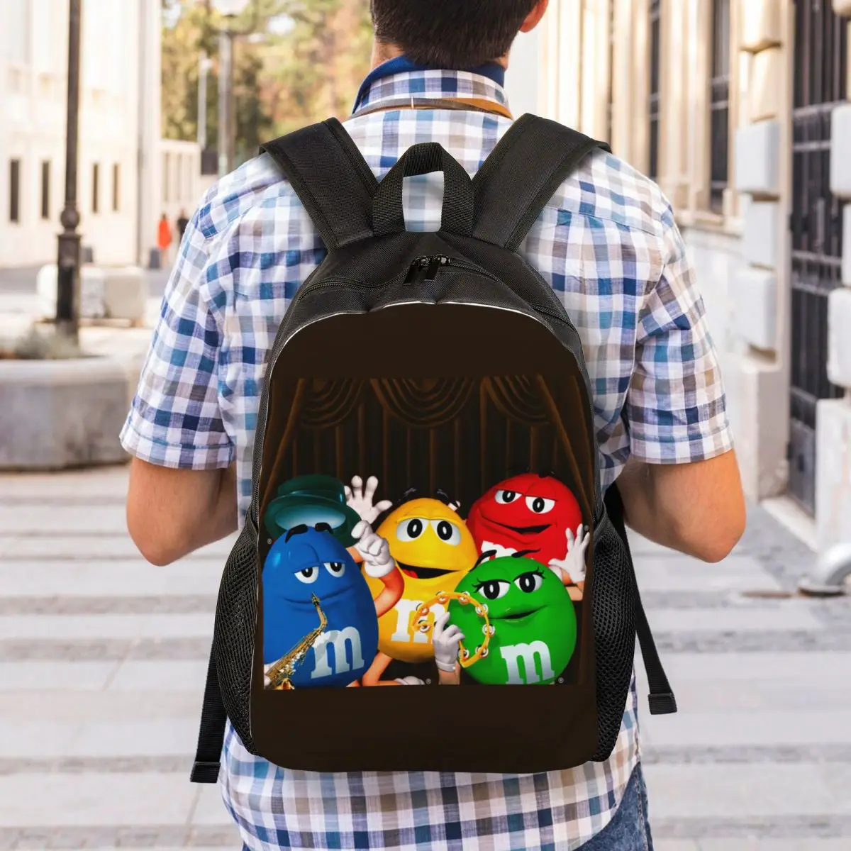 Funny Double M-M Backpacks for Women Men School College Student Bookbag Fits 15 Inch Laptop Chocolate Candy Bags