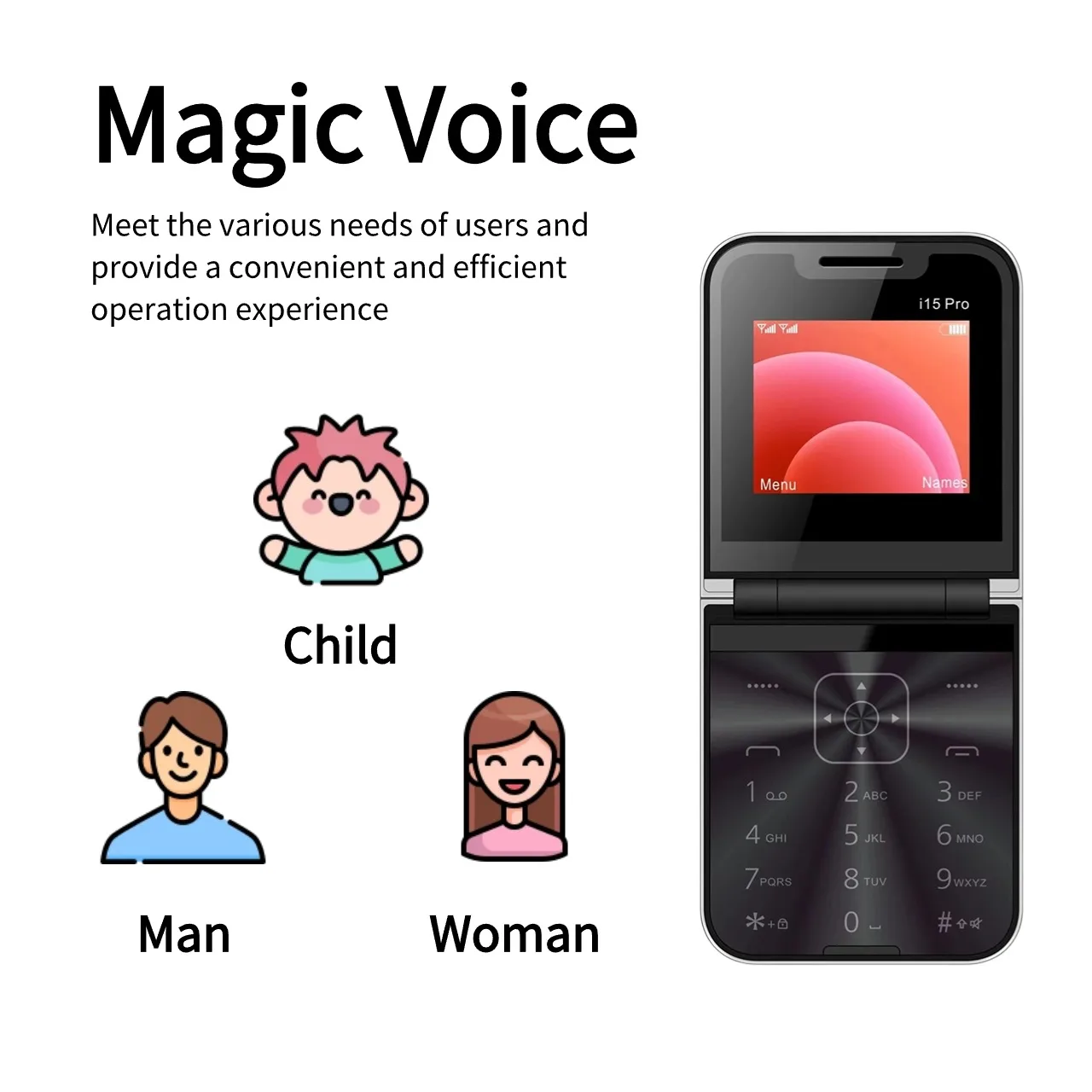 Unlocked Flip Lady Senior Mobile Phone Dual Sim Clamshell Slim Size Speed Dial Torch Magic Voice Blacklist Push Button Phone