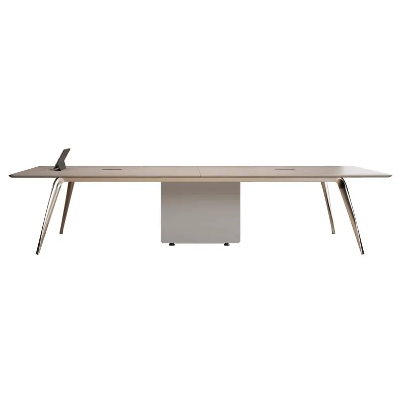 Light luxury modern minimalist long conference table aluminum alloy table rack high-end negotiation table household
