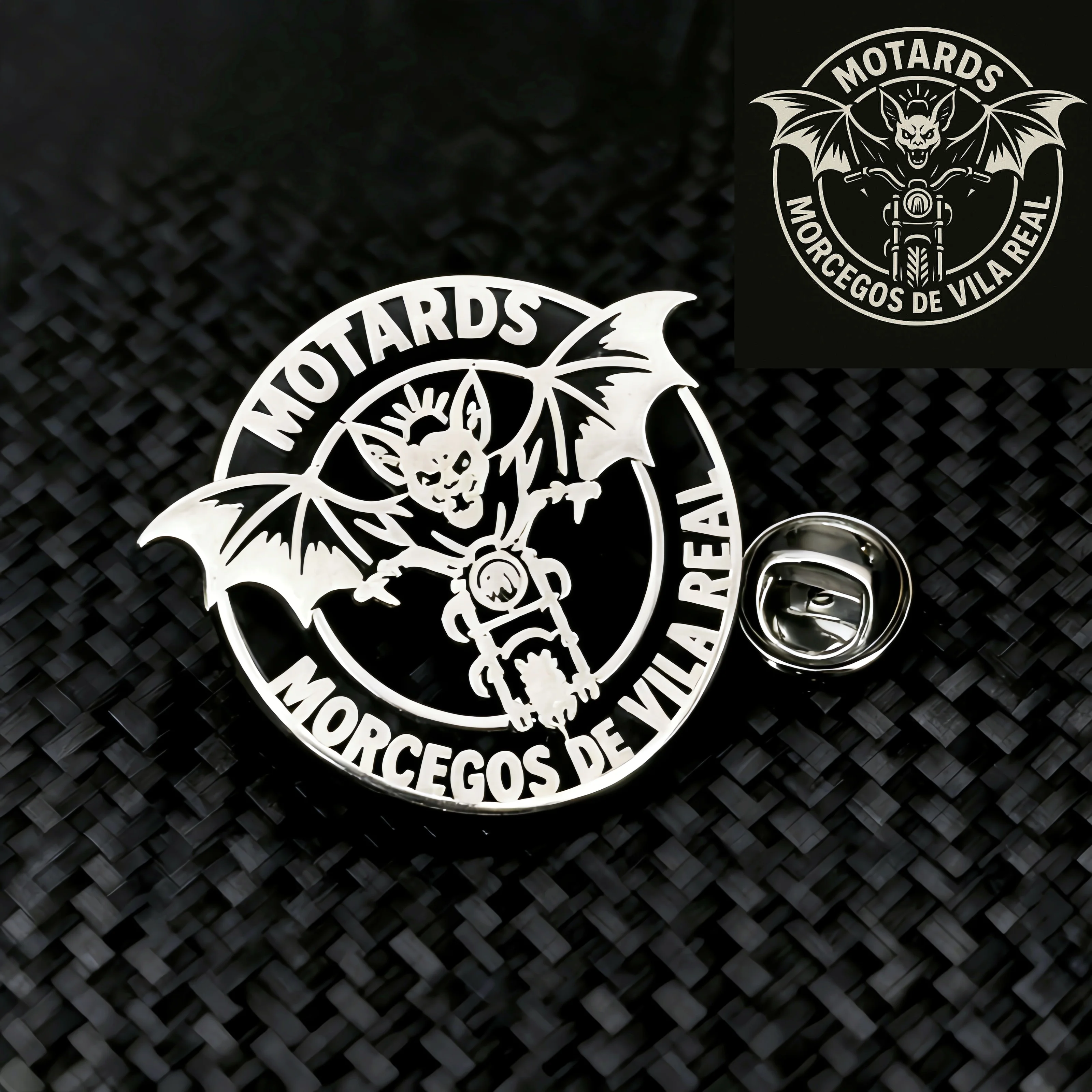 Custom Motorcycle Club Brooch Personalized Cutting Stainless Stee Pins for Rider Accessories Clothing Decoration
