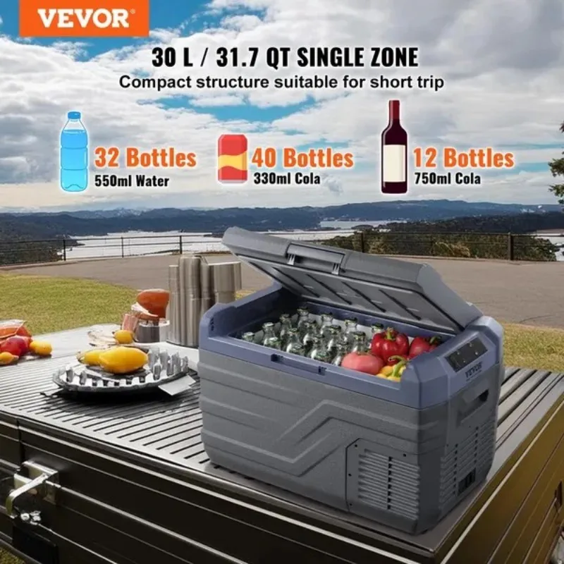 VEVOR Compresor congelador refrigerador portátil para automóvil 30 L Zona única para el hogar del automóvil