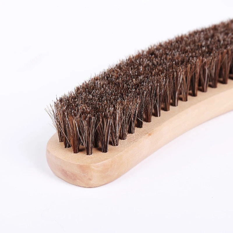 Solid Wood Brush Pure Horse Mane High-End Hat Special Cleaning and Care U-Shaped Curved Brush -1 piece