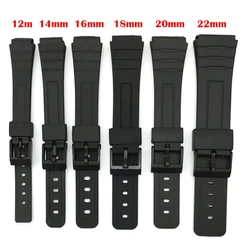 Watch Band For Casio W800H SGW400 F91W F84 F105/108 A158/168 AE1200/1300 Strap PU Resin Bracelet 12 14 16 18mm 20mm 22mm