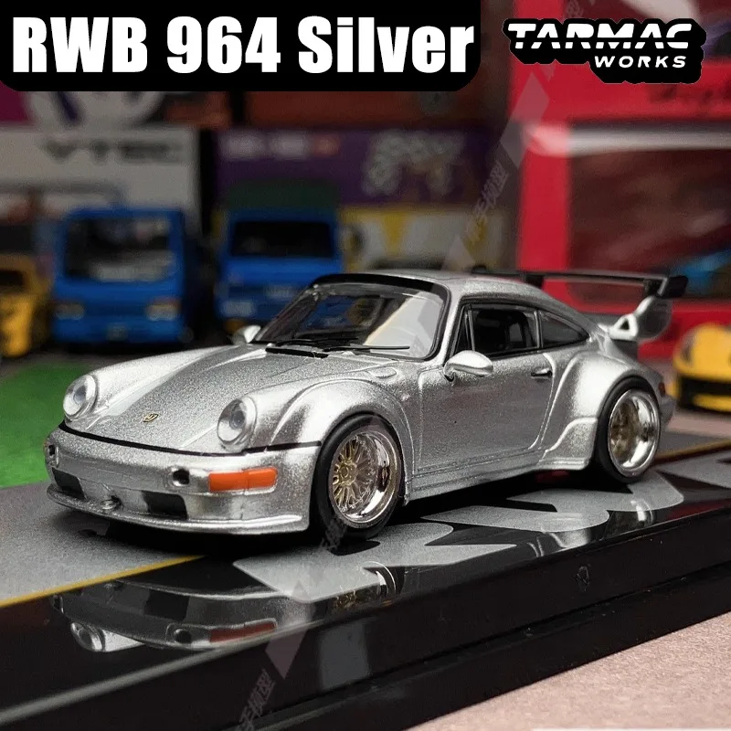 TARMAC WORKS 1/64 RWB 964 Silver Alloy Motor Vehicle Toy Die