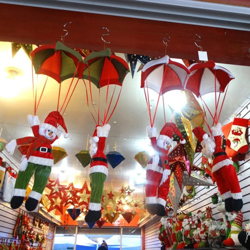 Cute Santa Claus Snowman Parachute Ceiling Decoration Ornaments For Christmas Decor For Shopping Mall and Market New Year Decor